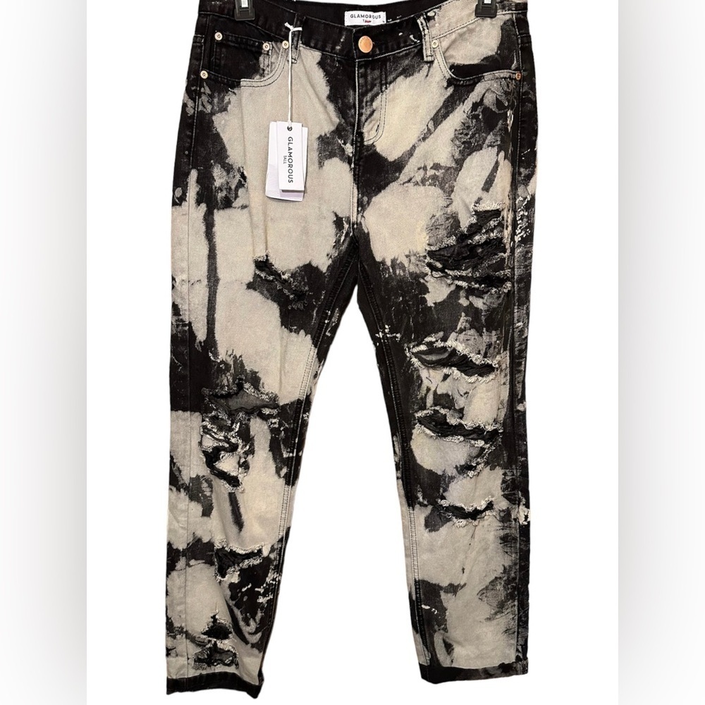 NWT Glamorous tall bleached out black boyfriend jeans size 16 tall